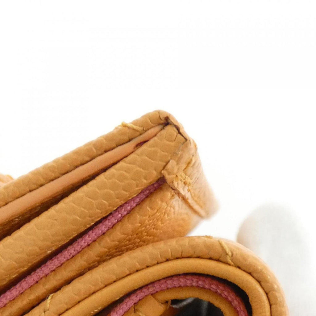 Chanel Orange Grained Calfskin Wallet (Bi-Fold) (Pre-Owned)