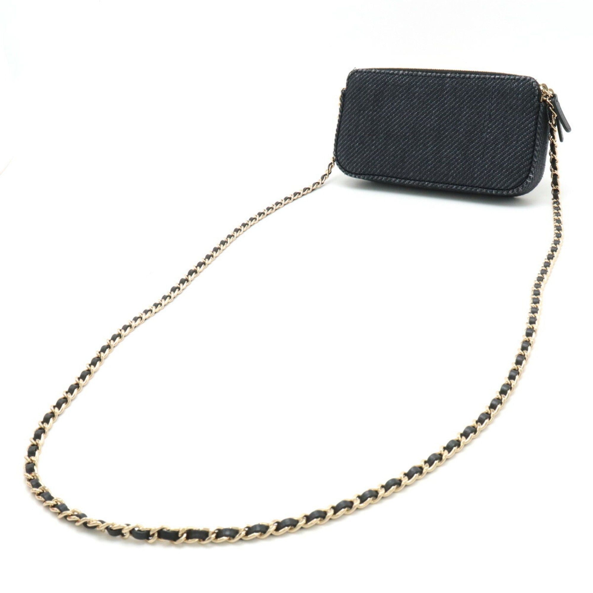 Chanel Navy Canvas Clutch Bag Shoulder Bag (Pre-Owned)