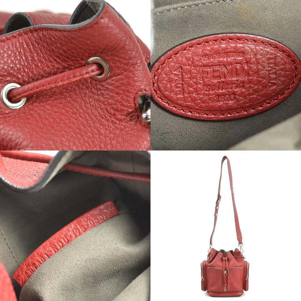 Fendi Burgundy Red Color Leather Shoulder Bag (Pre-Owned)