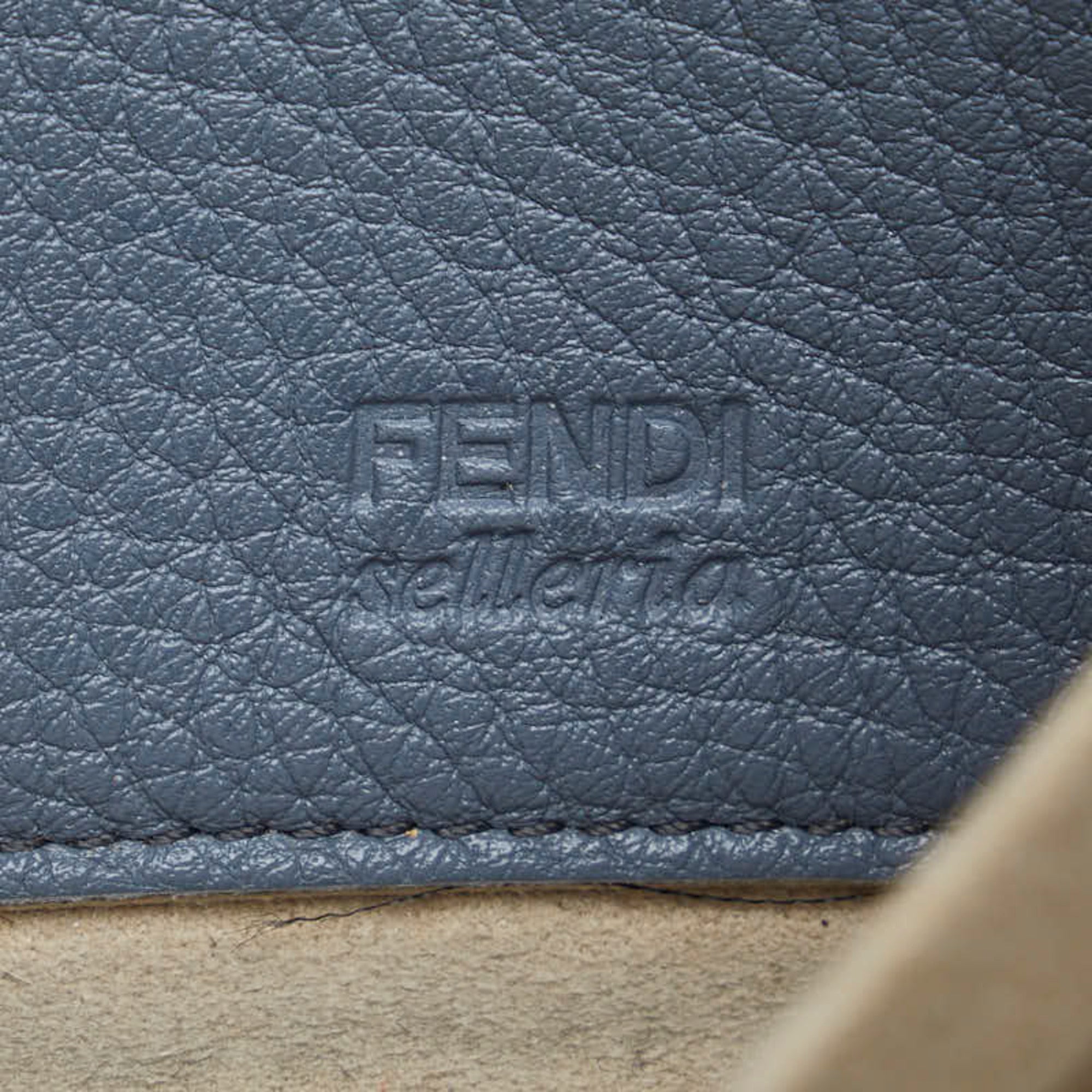 Fendi Blue Gray Leather Long Wallet (Bi-Fold) (Pre-Owned)