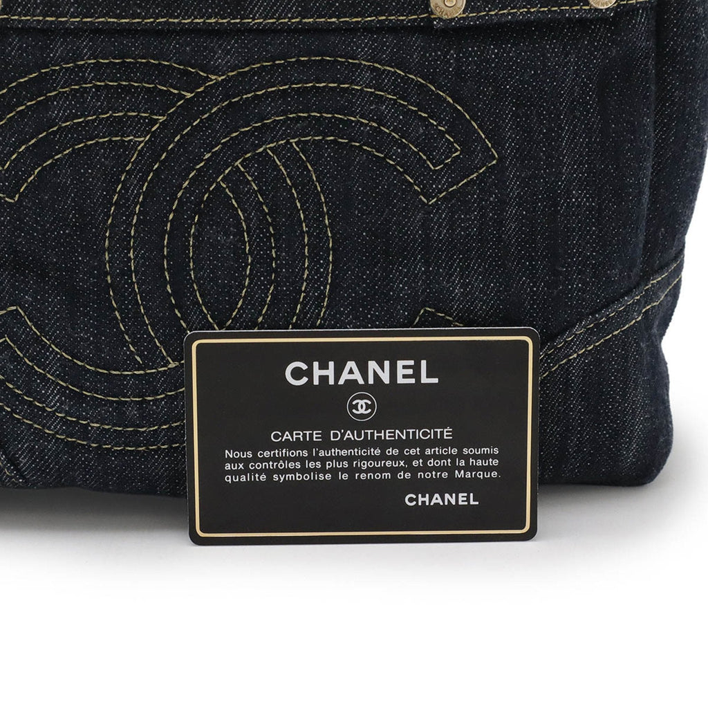 Chanel Denim Blue Denim Handbag Tote Bag (Pre-Owned)