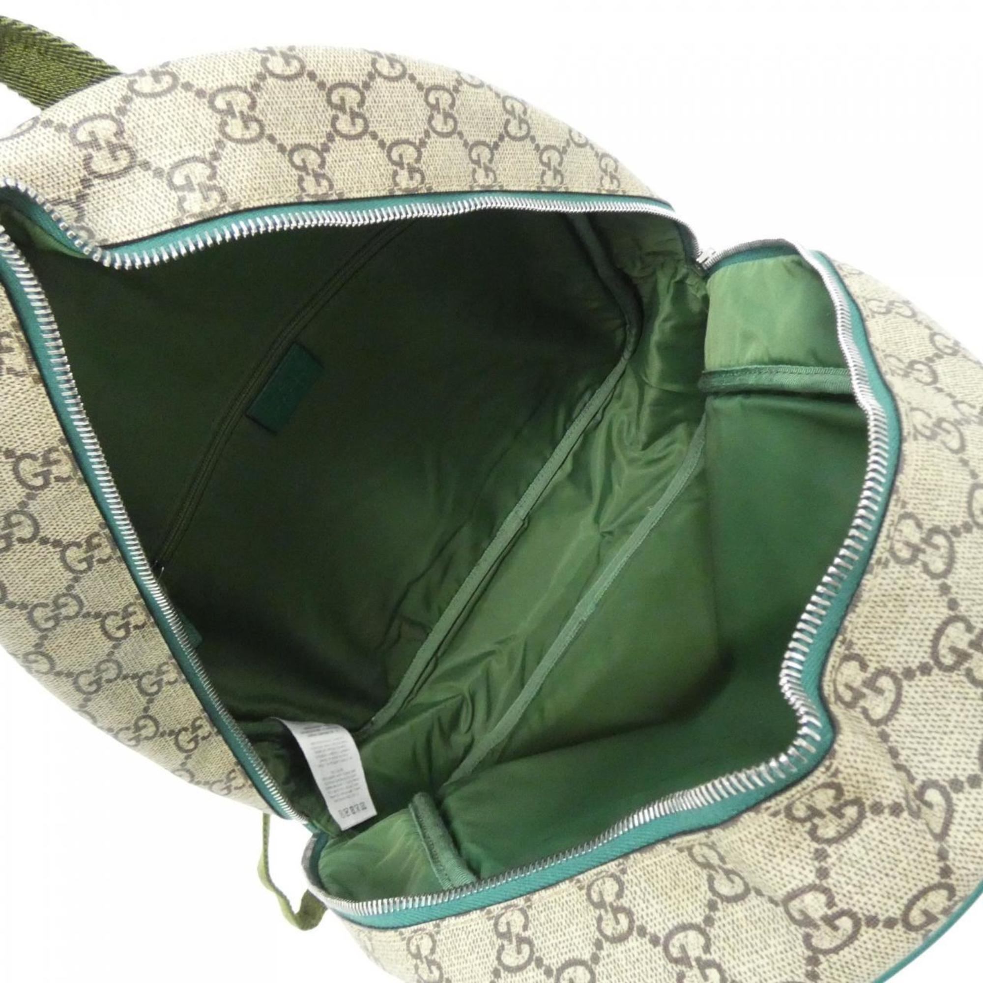 Gucci Beige Green Multi-Color Gg Supreme Backpack (Pre-Owned)
