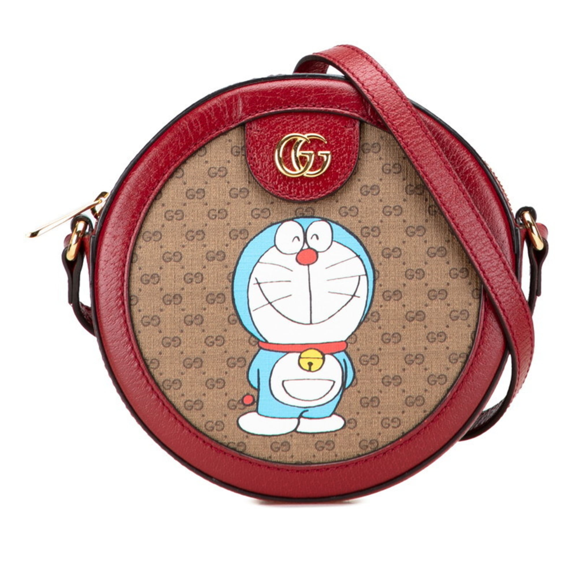 Gucci Brown Red Color Pvc Leather Shoulder Bag (Pre-Owned)