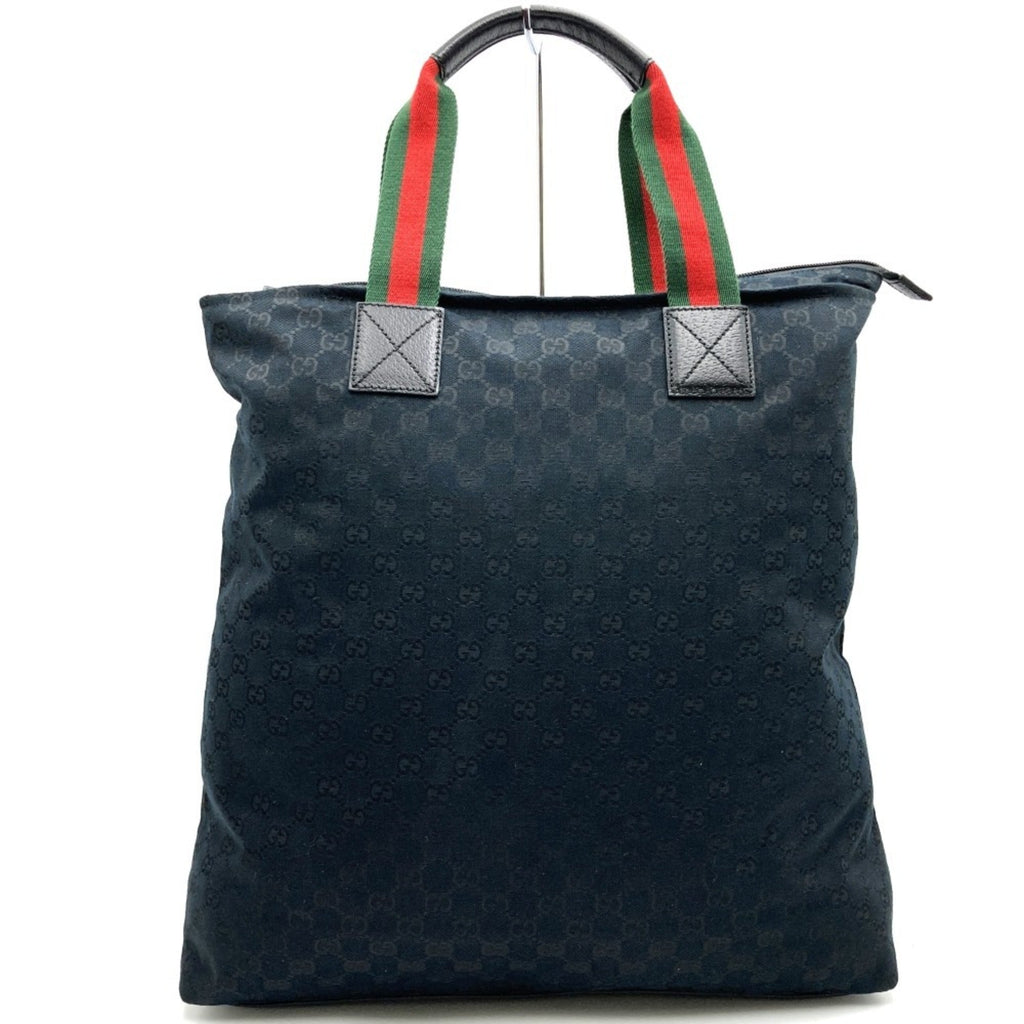 Gucci Sherry Line Black Gg Canvas Handbag (Pre-Owned)