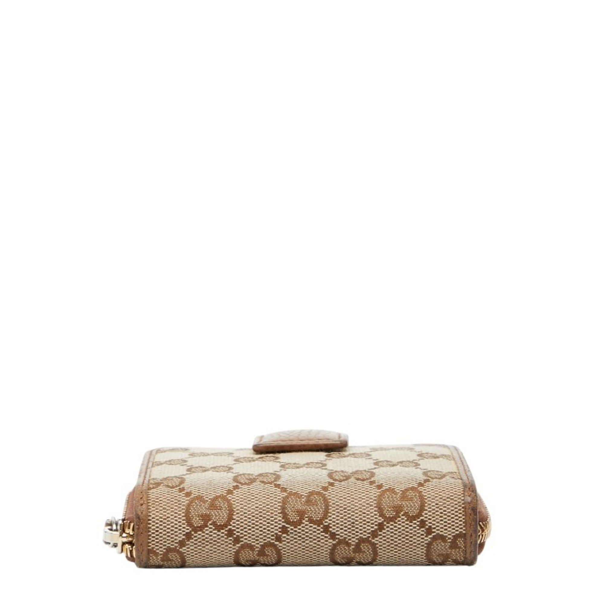 Gucci Beige Brown Canvas Leather Wallet (Bi-Fold) (Pre-Owned)