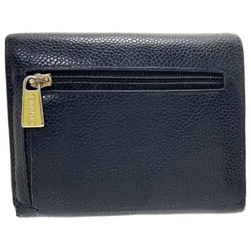 Chanel Black Grained Calfskin Wallet (Tri-Fold) (Pre-Owned)