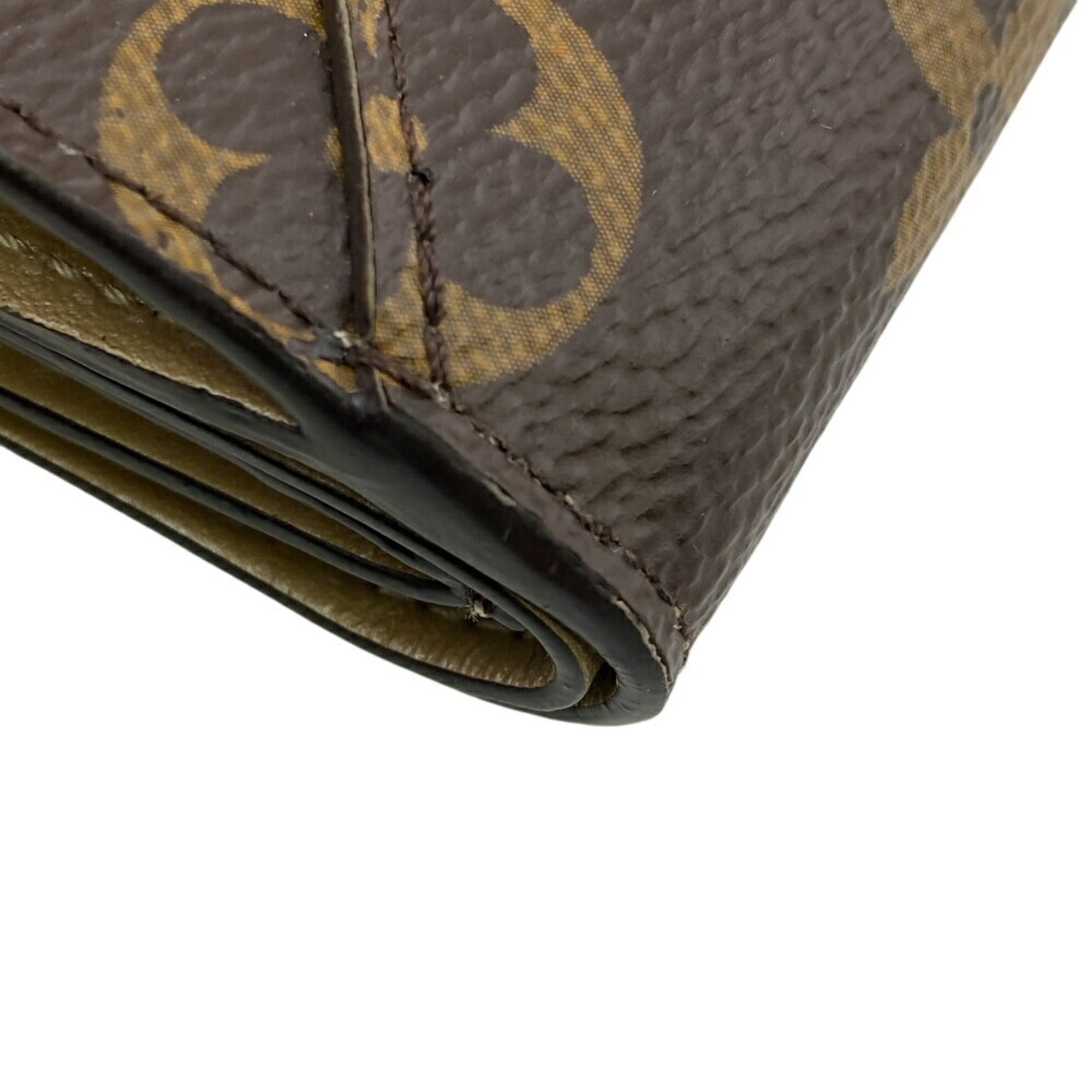 Louis Vuitton Brown Leather Wallet (Tri-Fold) (Pre-Owned)