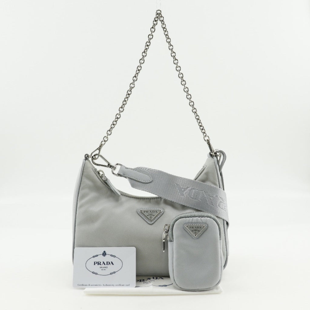 Prada Gray Nylon Shoulder Bag (Pre-Owned)