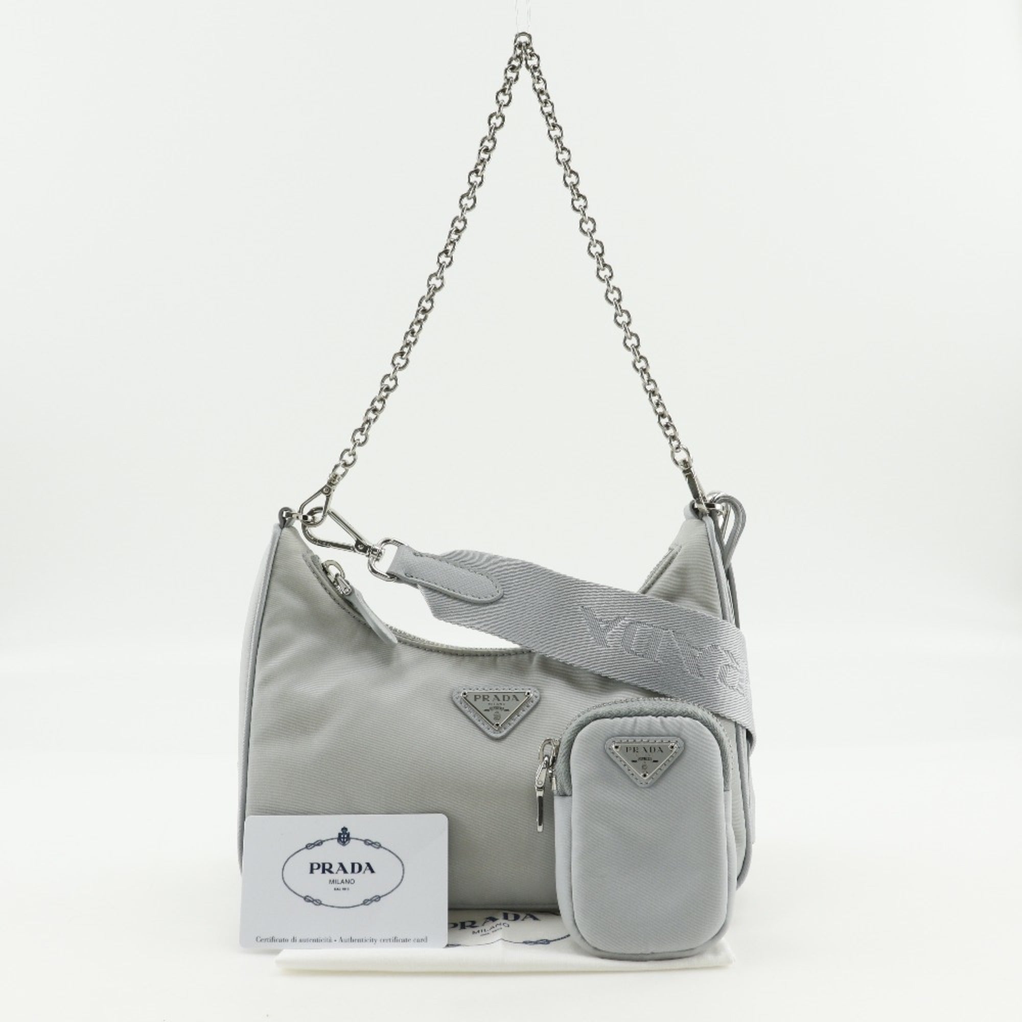 Prada Gray Nylon Shoulder Bag (Pre-Owned)