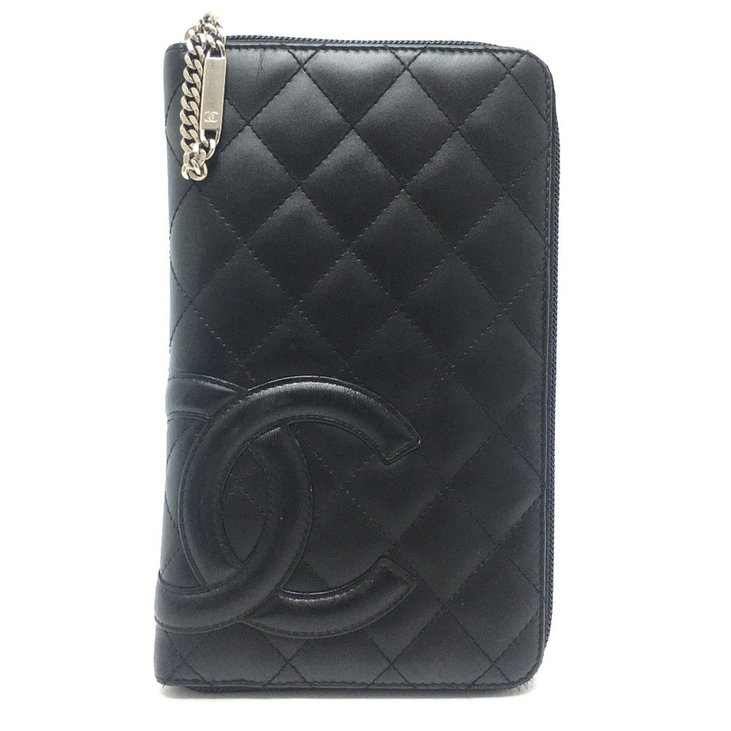 Chanel Black Leather Long Wallet (Bi-Fold) (Pre-Owned)