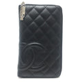 Chanel Black Leather Long Wallet (Bi-Fold) (Pre-Owned)