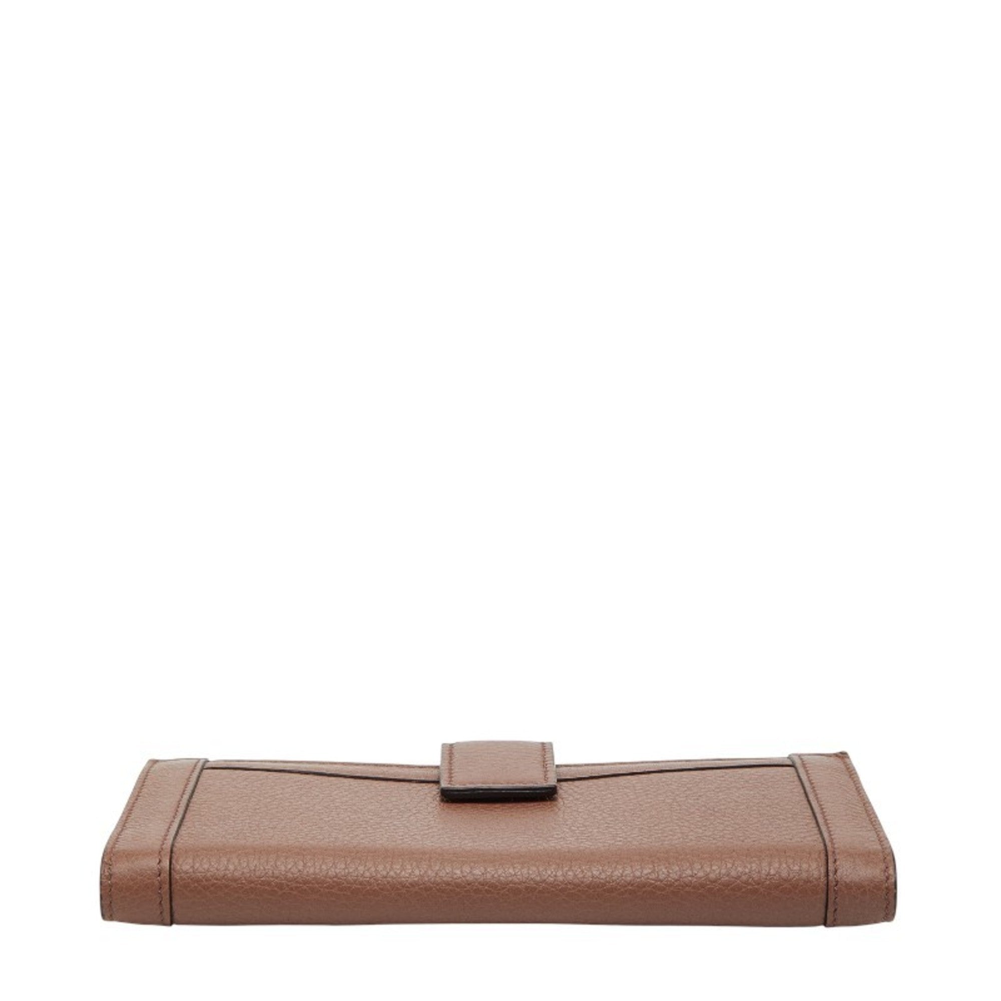 Gucci Brown Canvas Leather Long Wallet (Bi-Fold) (Pre-Owned)