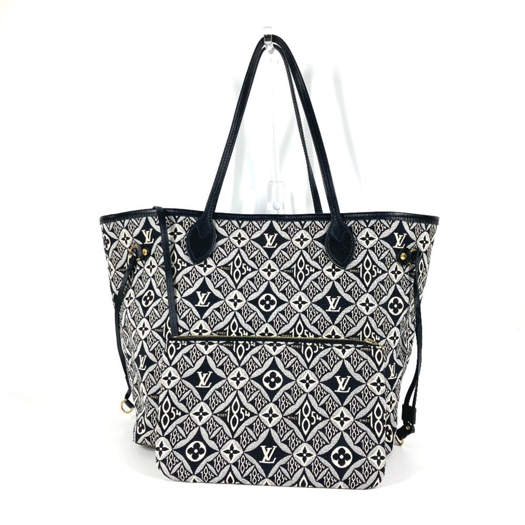 Louis Vuitton Black White Jacquard Leather Shoulder Bag Tote Bag (Pre-Owned)