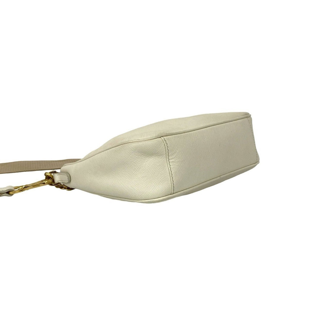Prada White Leather Pochette Pouch Shoulder Bag (Pre-Owned)