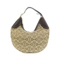 Gucci Beige Brown Canvas Leather Shoulder Bag (Pre-Owned)