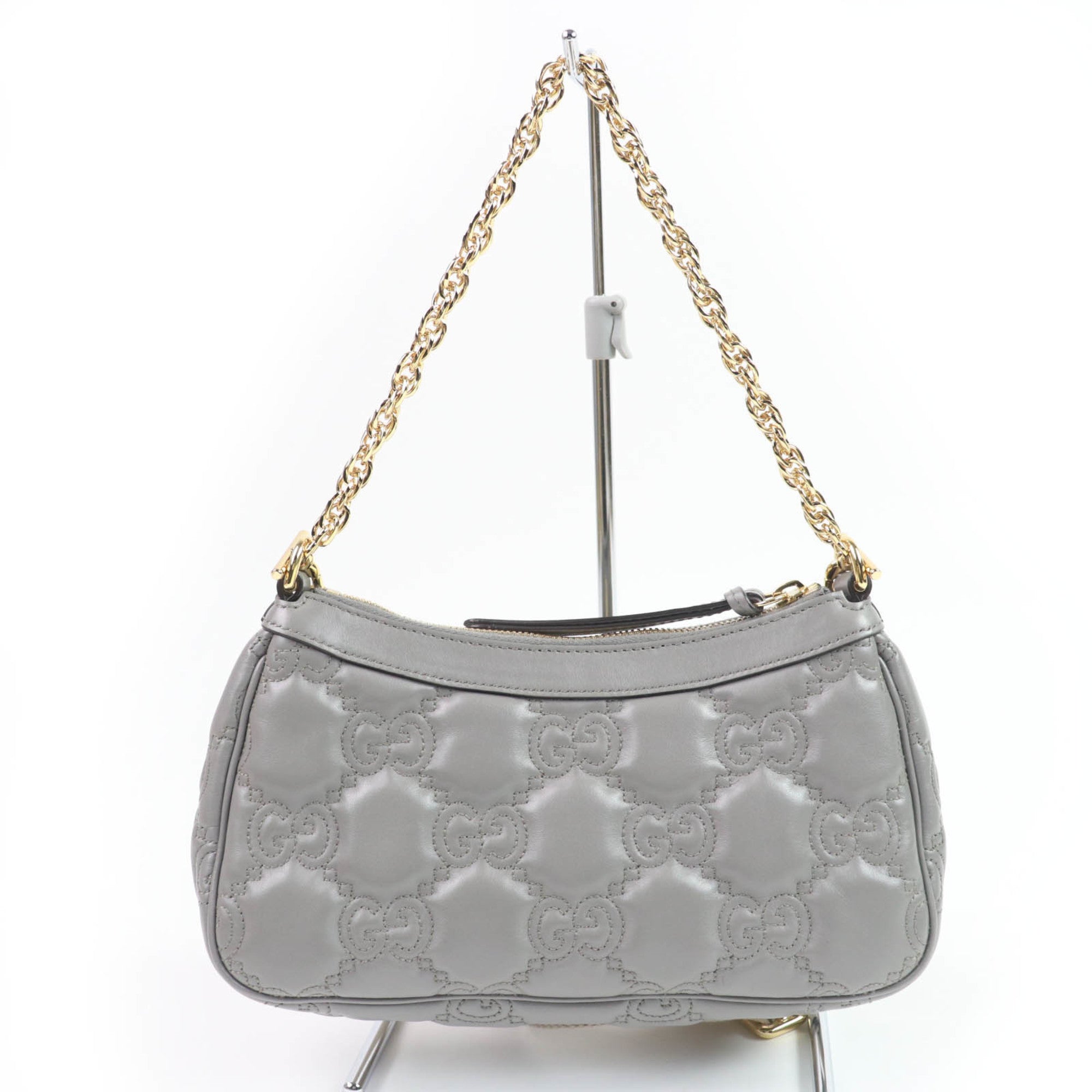 Gucci Gray Leather Handbag Shoulder Bag (Pre-Owned)