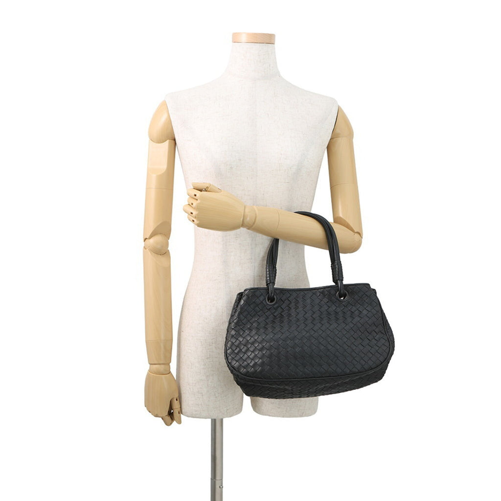 Bottega Veneta Intrecciato Black Leather Handbag (Pre-Owned)