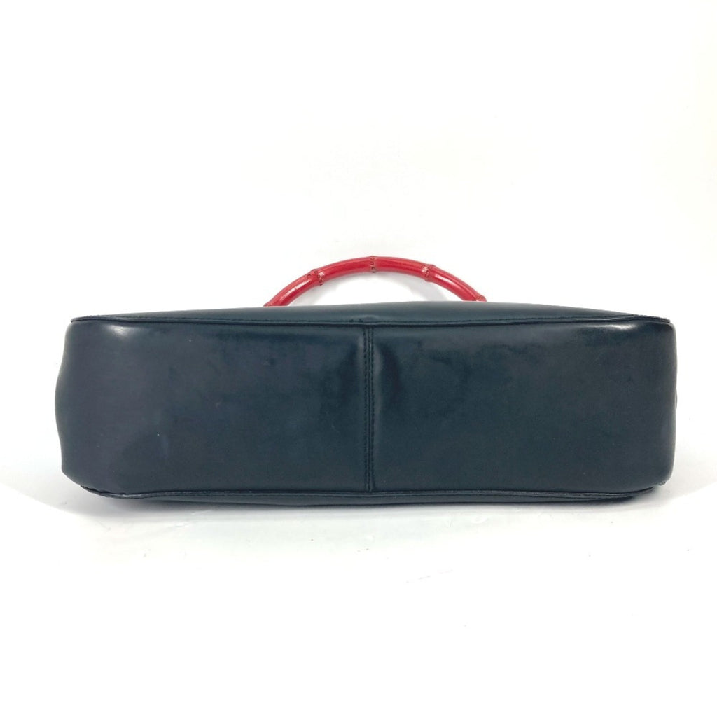Gucci Black Red Color Leather Handbag Shoulder Bag (Pre-Owned)