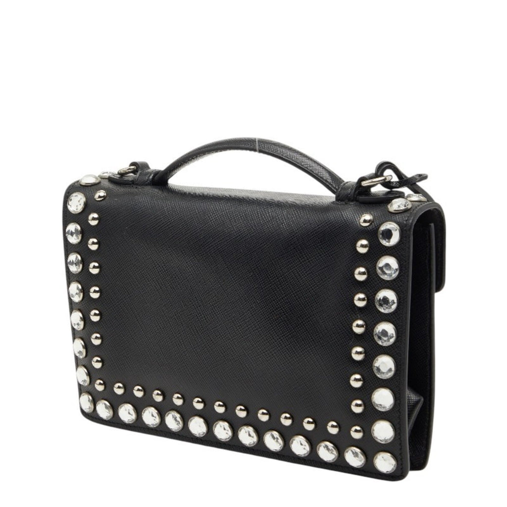 Prada Black Leather Handbag Shoulder Bag (Pre-Owned)