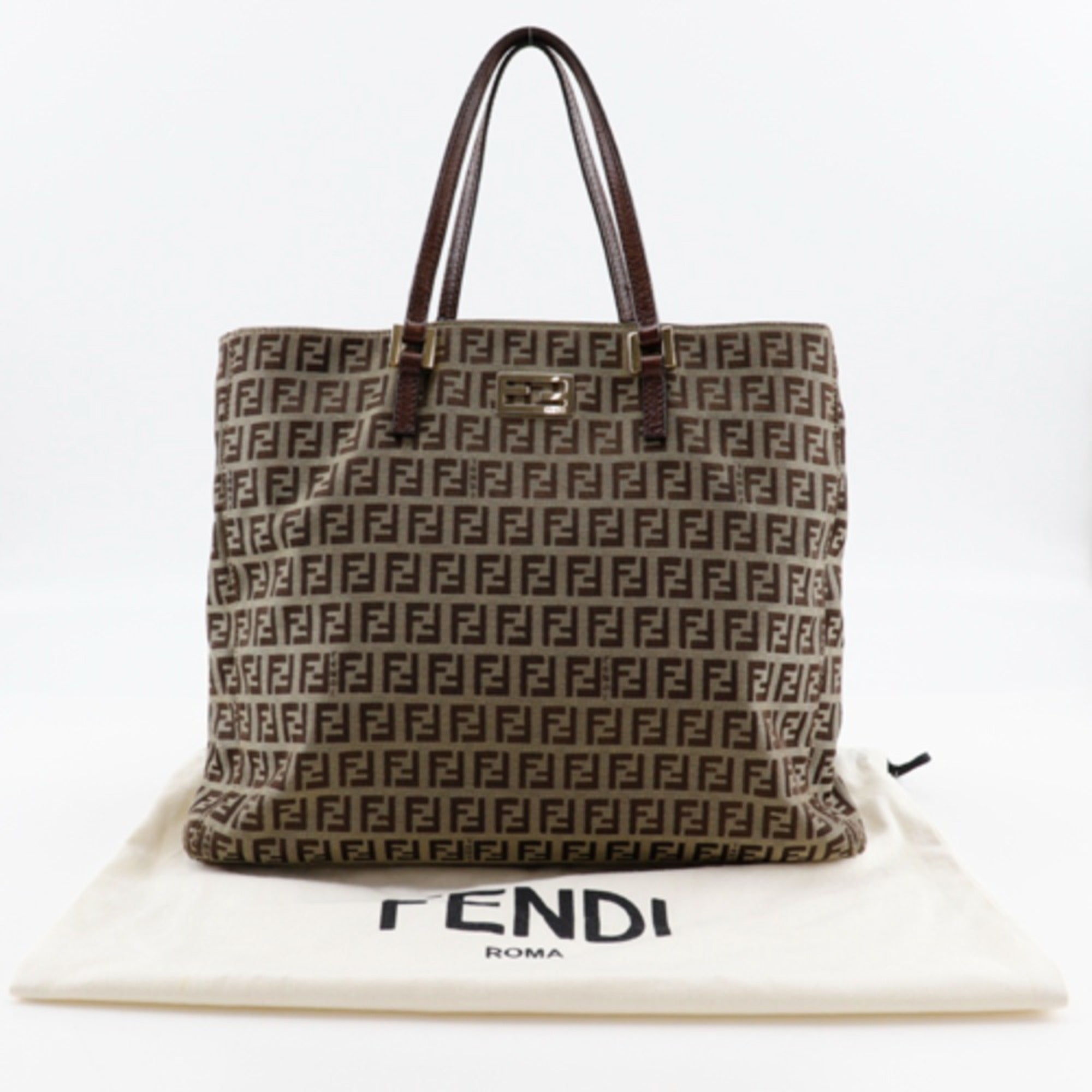 Fendi Brown Nylon Canvas Handbag (Pre-Owned)