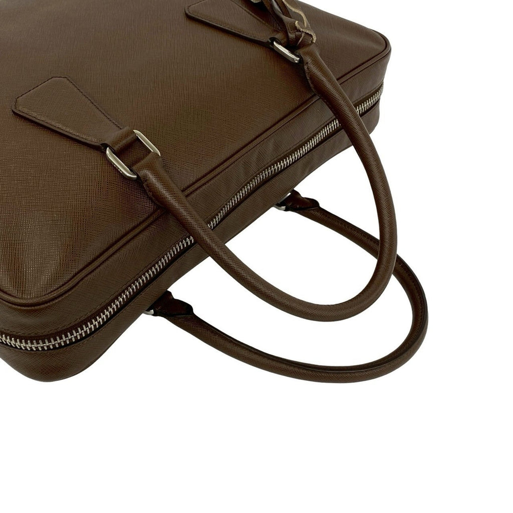 Prada Brown Leather Briefcase (Pre-Owned)