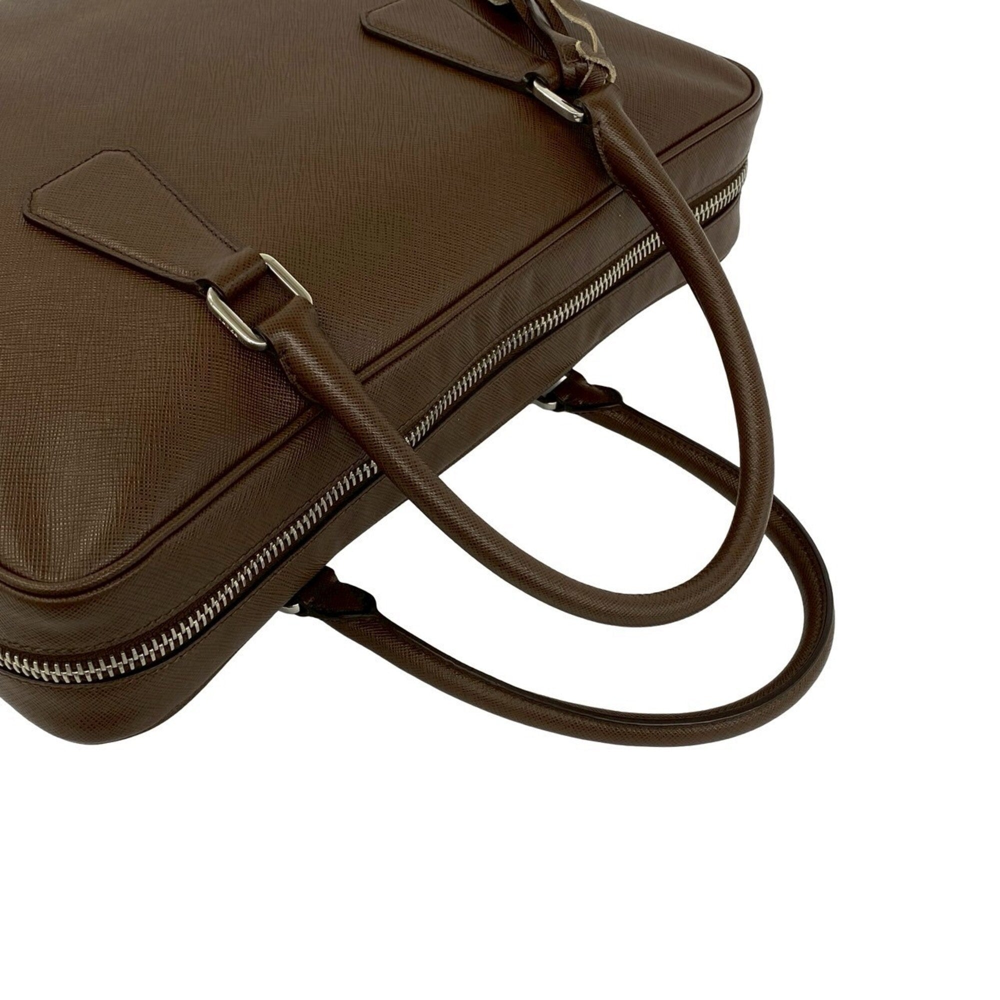 Prada Brown Leather Briefcase (Pre-Owned)