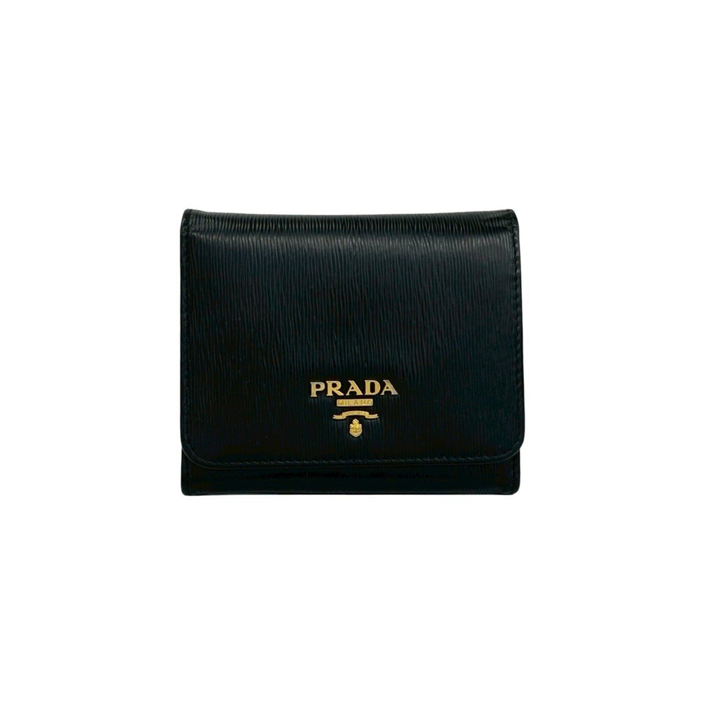 Prada Black Leather Wallet (Tri-Fold) (Pre-Owned)