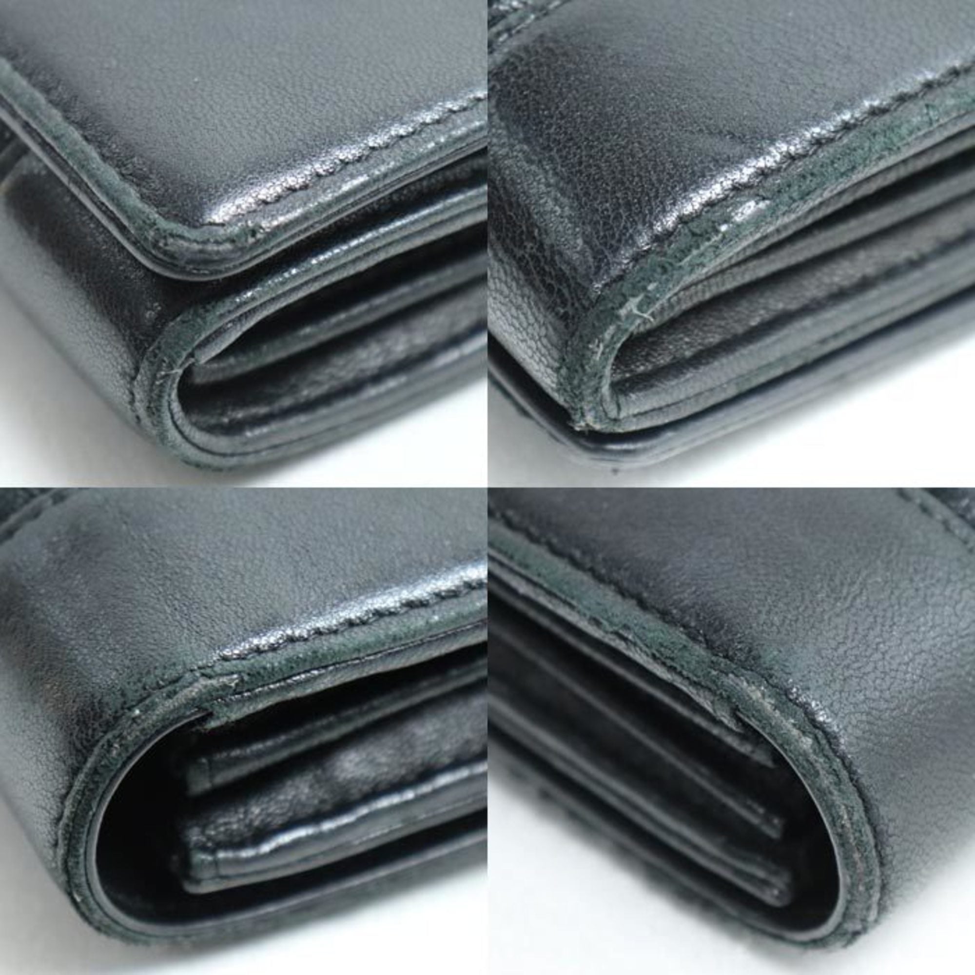 Chanel Black Leather Long Wallet (Bi-Fold) (Pre-Owned)