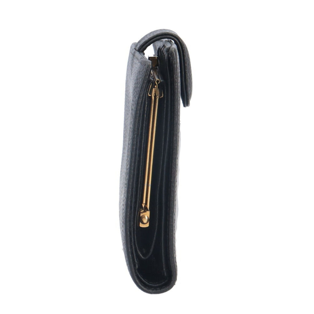 Chanel Black Grained Calfskin Long Wallet (Bi-Fold) (Pre-Owned)