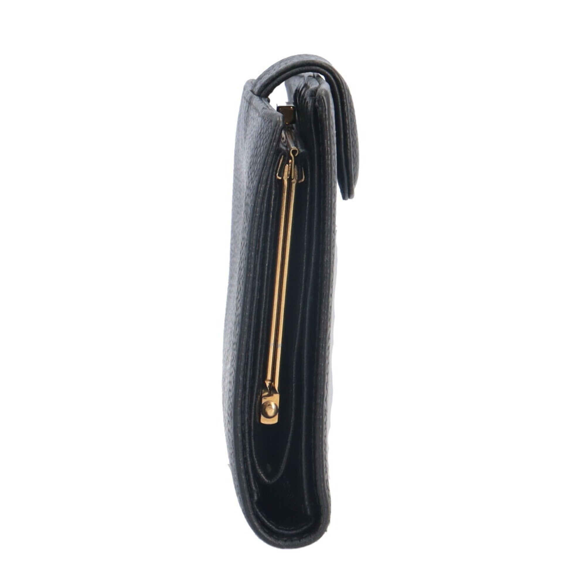 Chanel Black Grained Calfskin Long Wallet (Bi-Fold) (Pre-Owned)