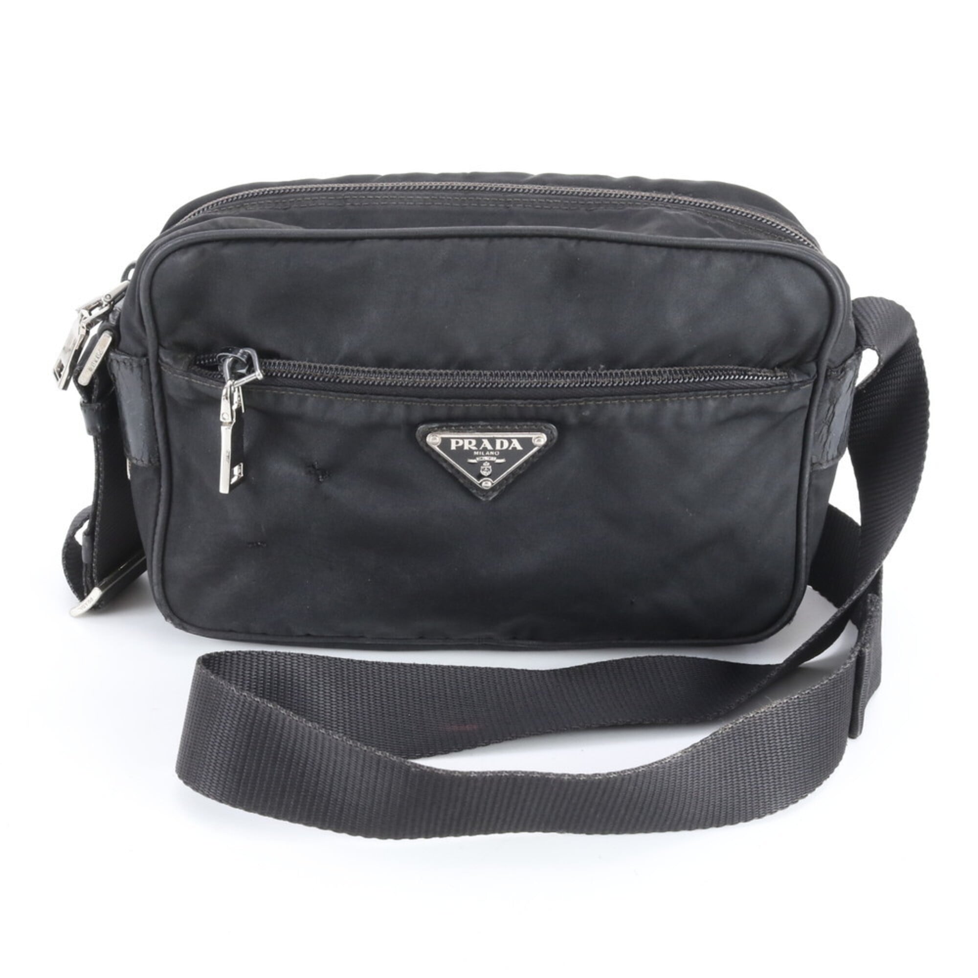 Prada Black Nylon Leather Shoulder Bag (Pre-Owned)