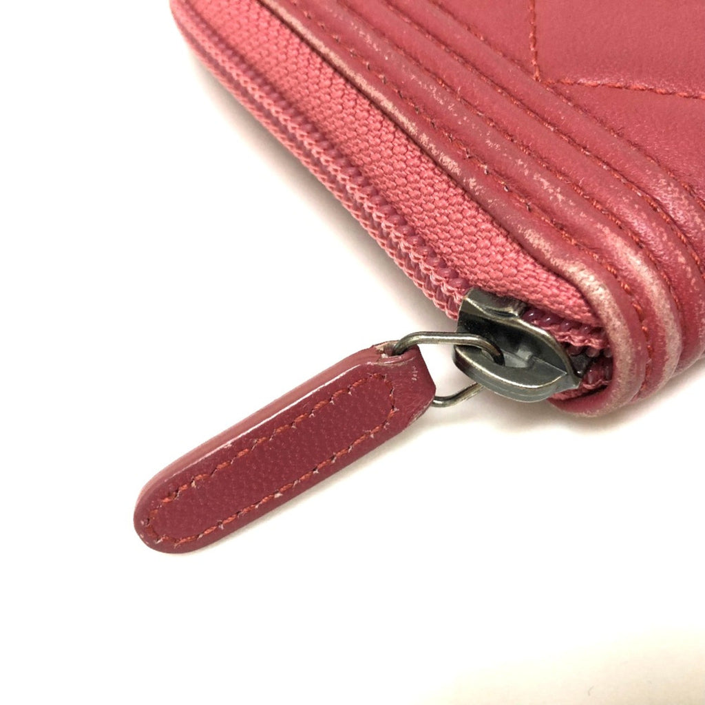 Chanel Pink Leather Long Wallet (Bi-Fold) (Pre-Owned)