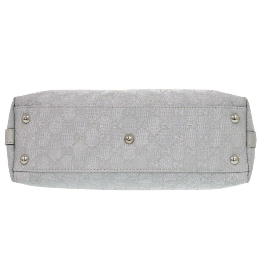 Gucci Gg Canvas Silver Gg Canvas Leather Handbag (Pre-Owned)