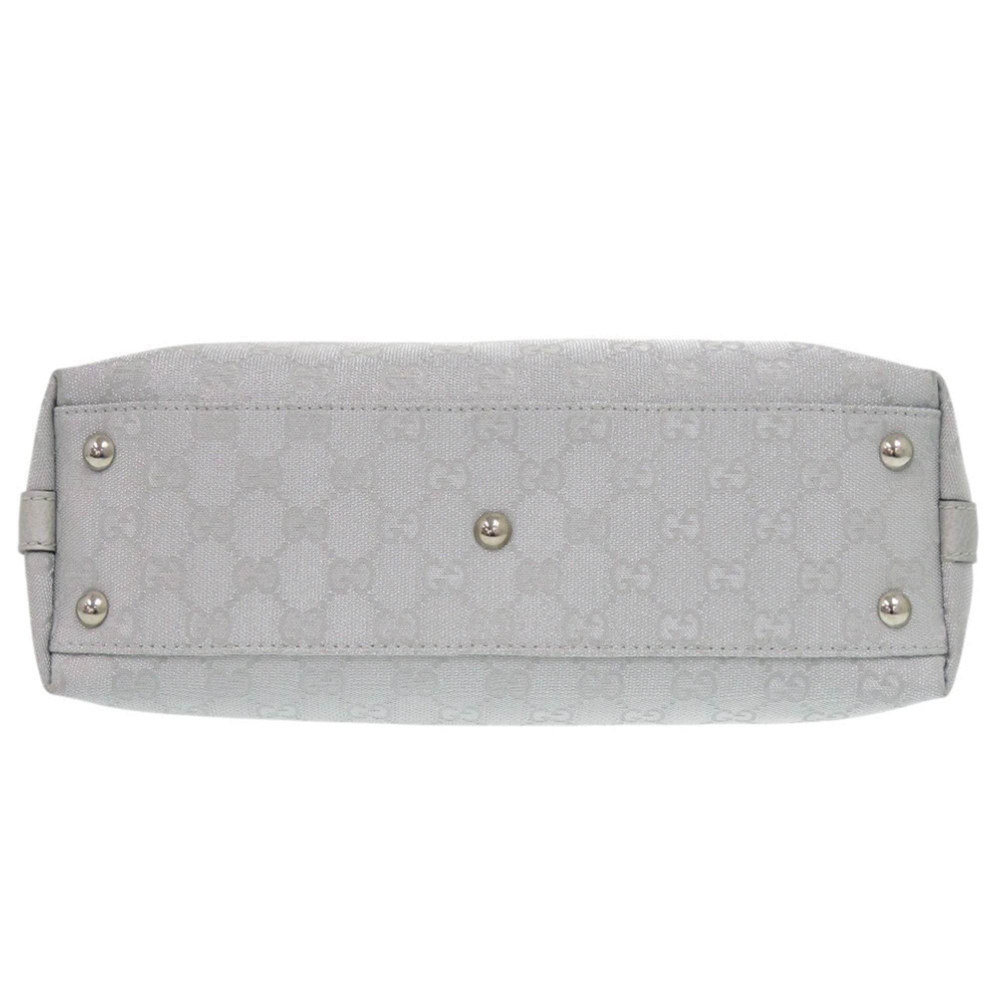 Gucci Gg Canvas Silver Gg Canvas Leather Handbag (Pre-Owned)