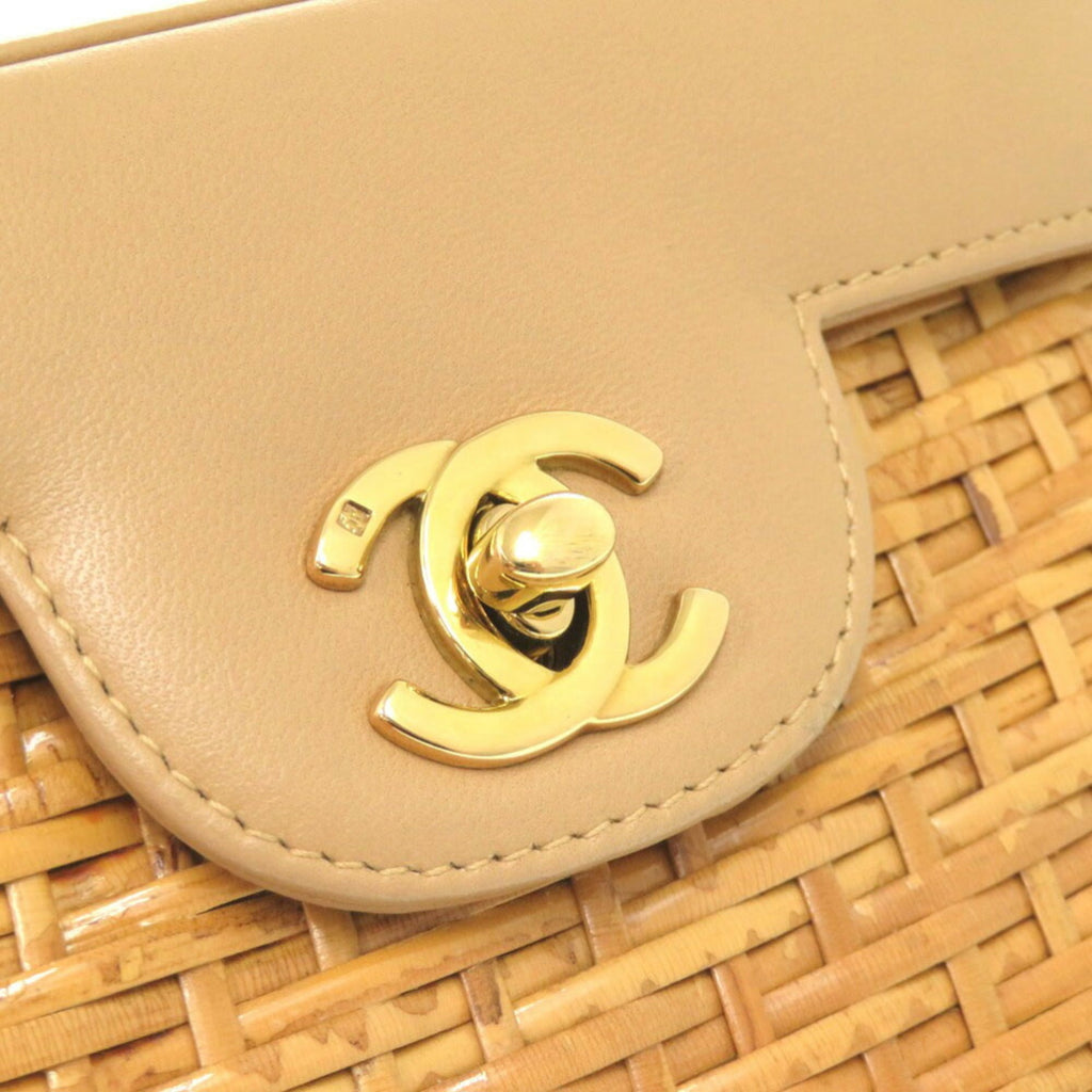 Chanel Beige Straw Leather Shoulder Bag (Pre-Owned)