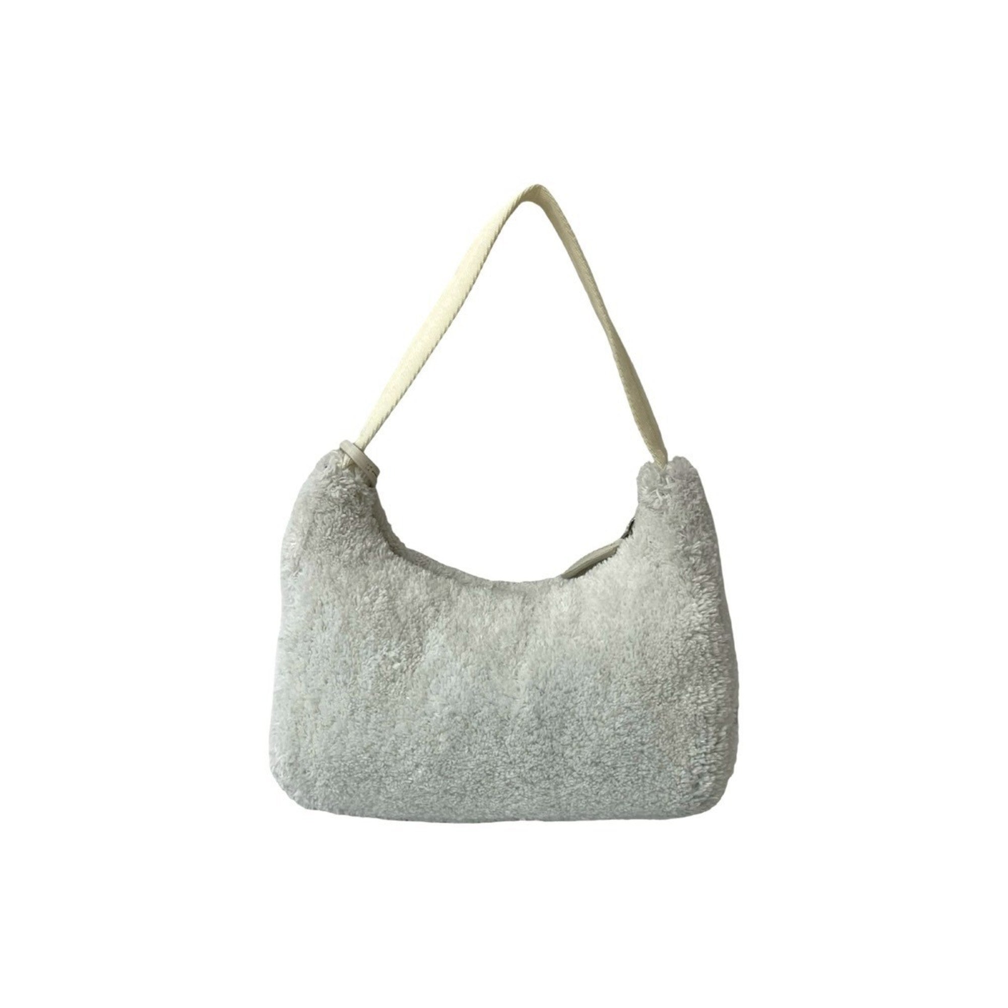 Prada White Pile Fabric Handbag Pouch (Pre-Owned)