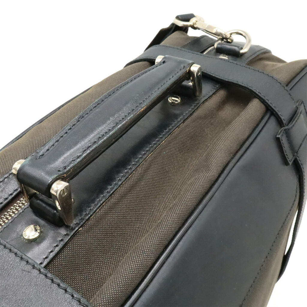 Prada Black Brown Nero Canvas Leather Handbag Shoulder Bag Tote Bag (Pre-Owned)