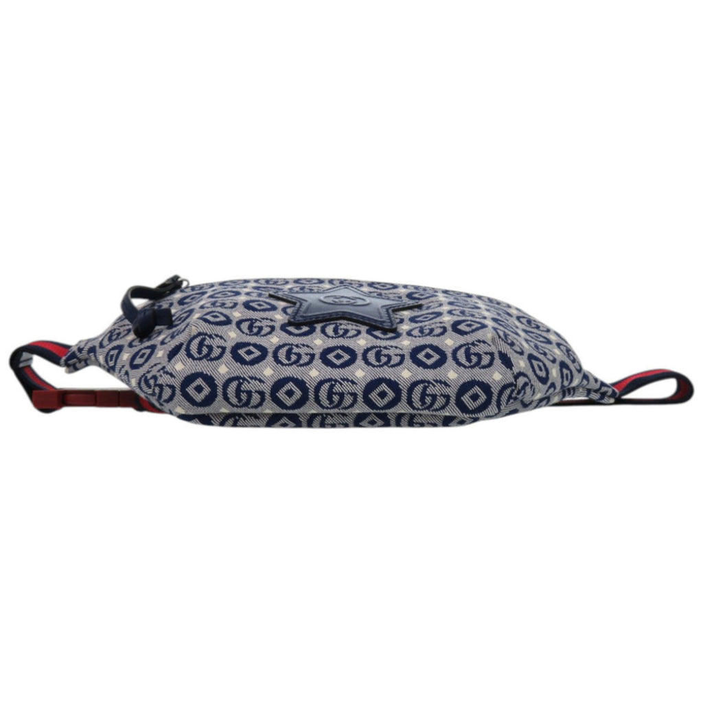 Gucci Blue Navy Red Color Canvas Leather Fanny Pack Pouch (Pre-Owned)