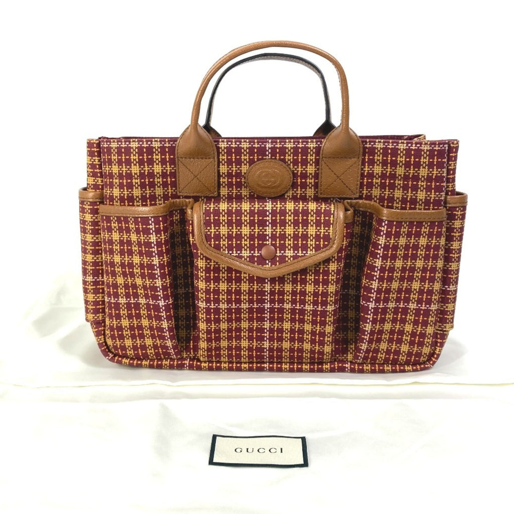 Gucci Bordeaux Brown Canvas Leather Handbag Tote Bag (Pre-Owned)