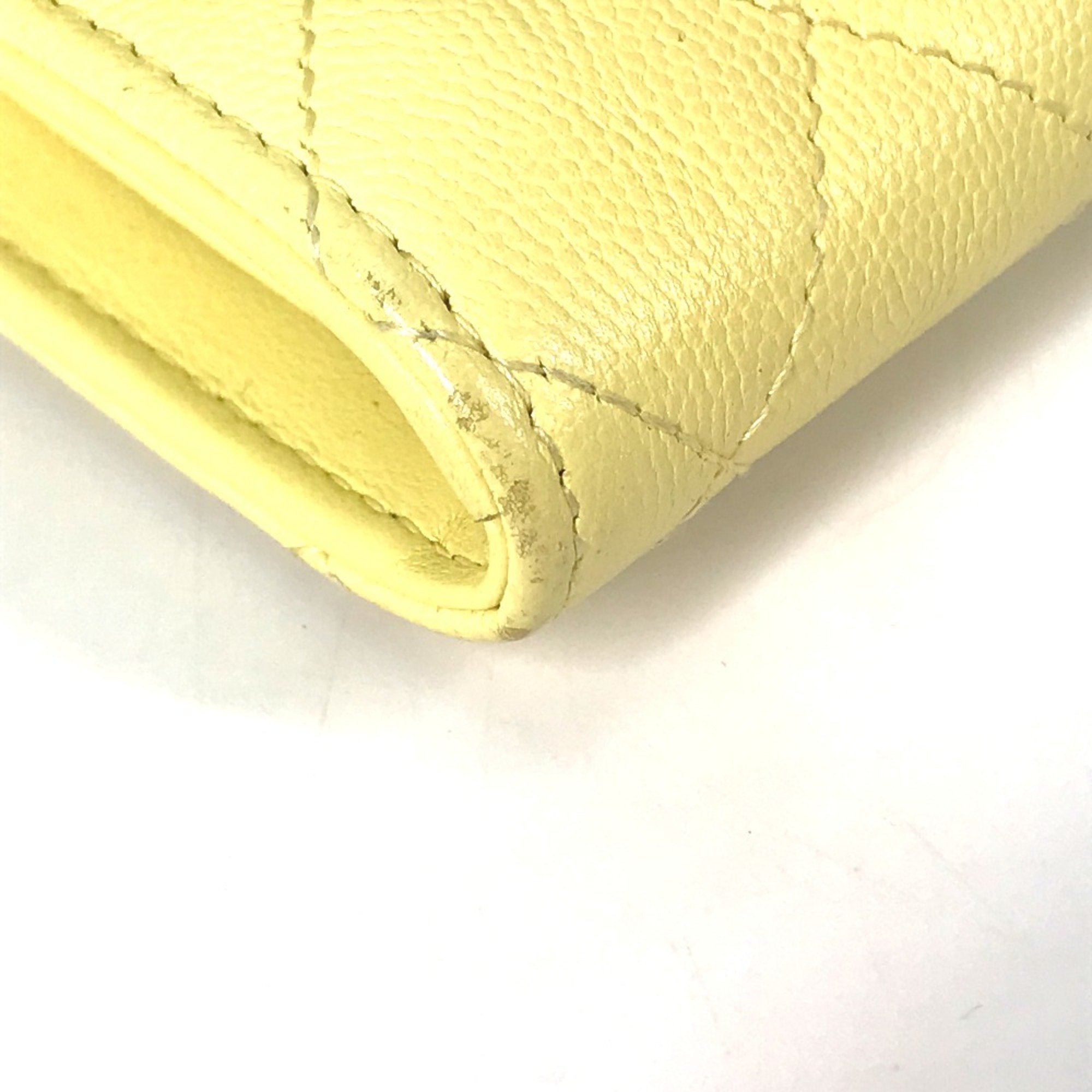 Chanel Yellow Leather Long Wallet (Bi-Fold) (Pre-Owned)