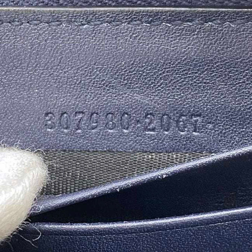 Gucci Navy Leather Long Wallet (Bi-Fold) (Pre-Owned)