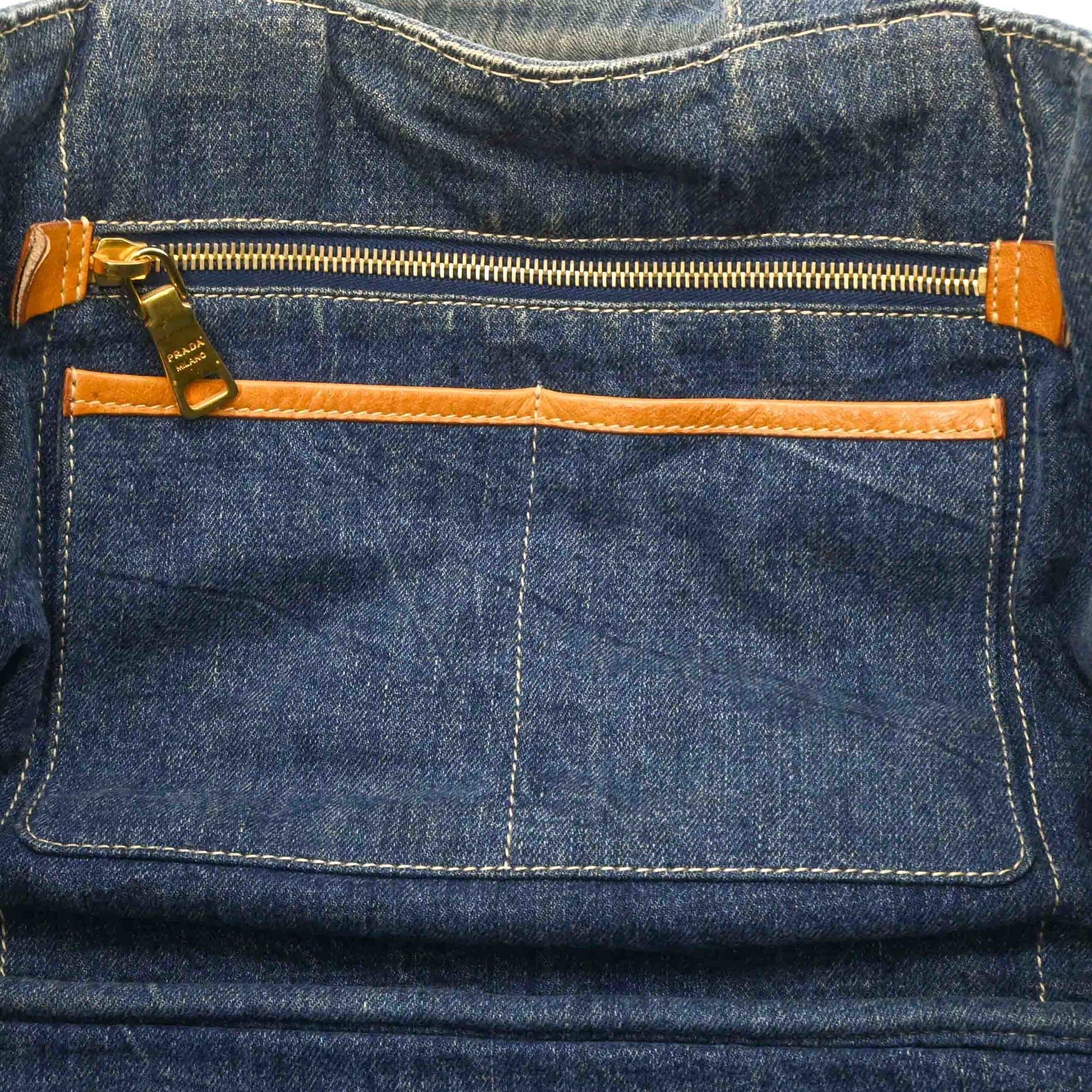 Prada Blue Denim Handbag Shoulder Bag Tote Bag (Pre-Owned)
