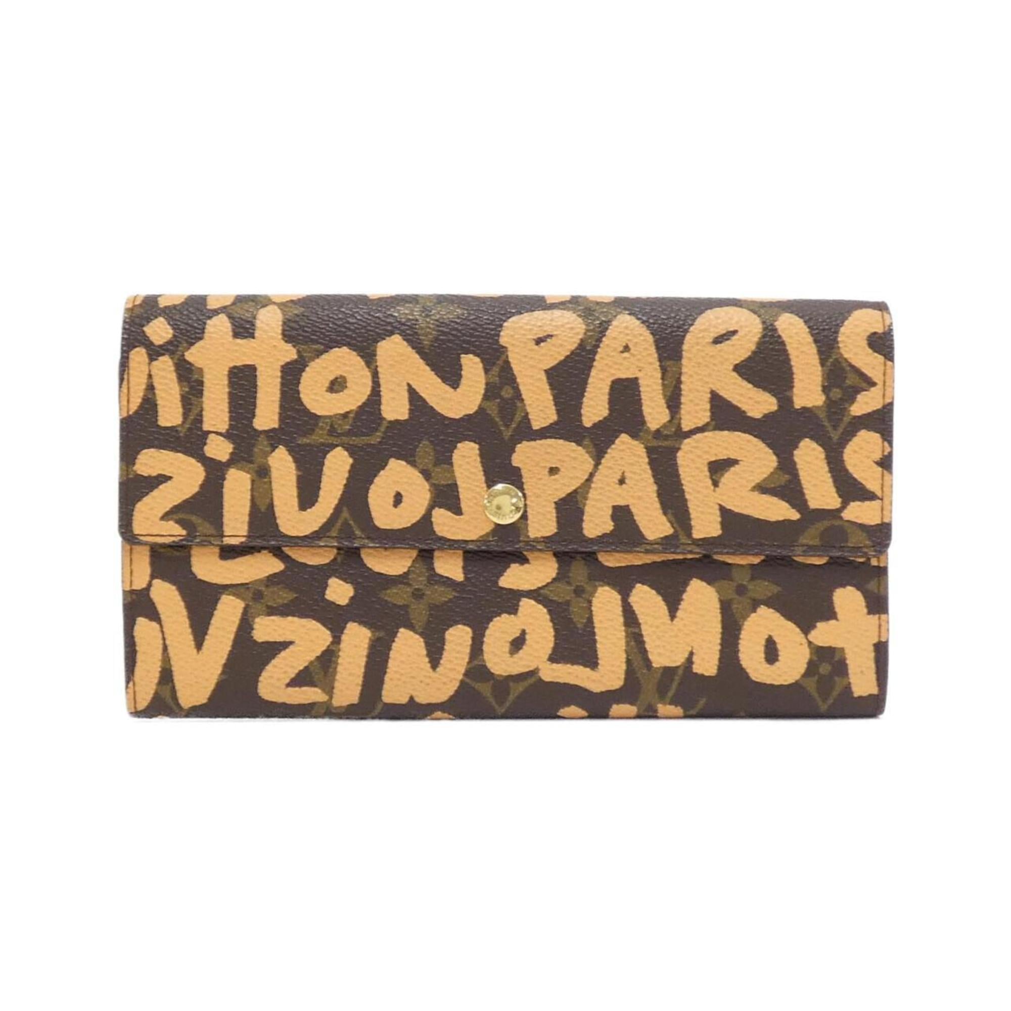 Louis Vuitton Monogram Graffiti Marron Peach Coated Canvas Long Wallet (Bi-Fold) (Pre-Owned)