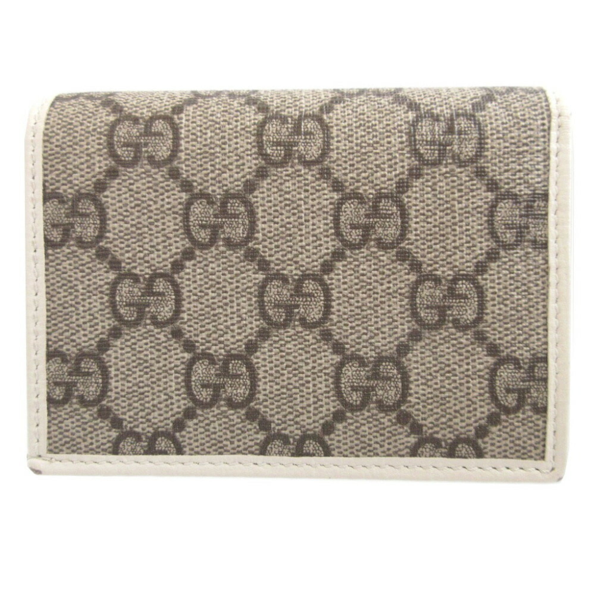 Gucci Beige White Gg Supreme Leather Wallet (Bi-Fold) (Pre-Owned)
