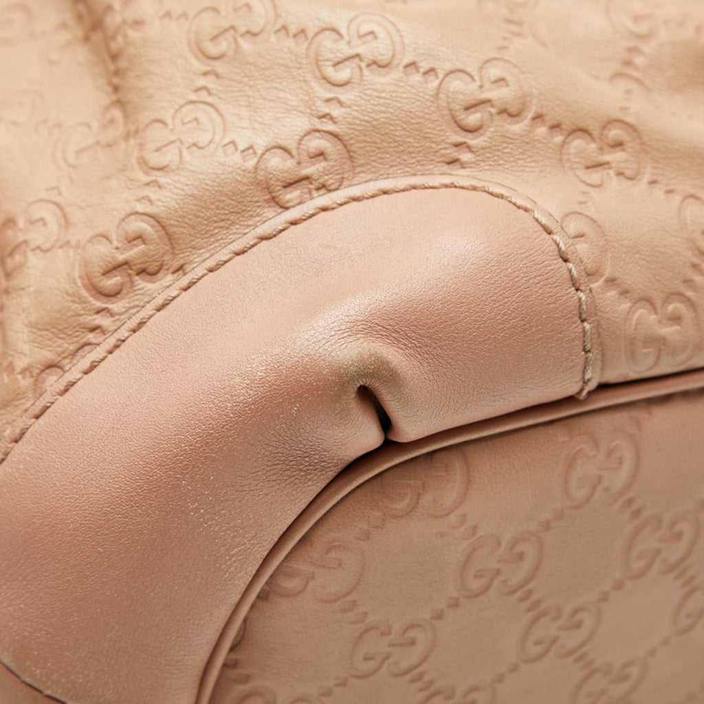 Gucci Beige Pink Canvas Leather Handbag Shoulder Bag (Pre-Owned)