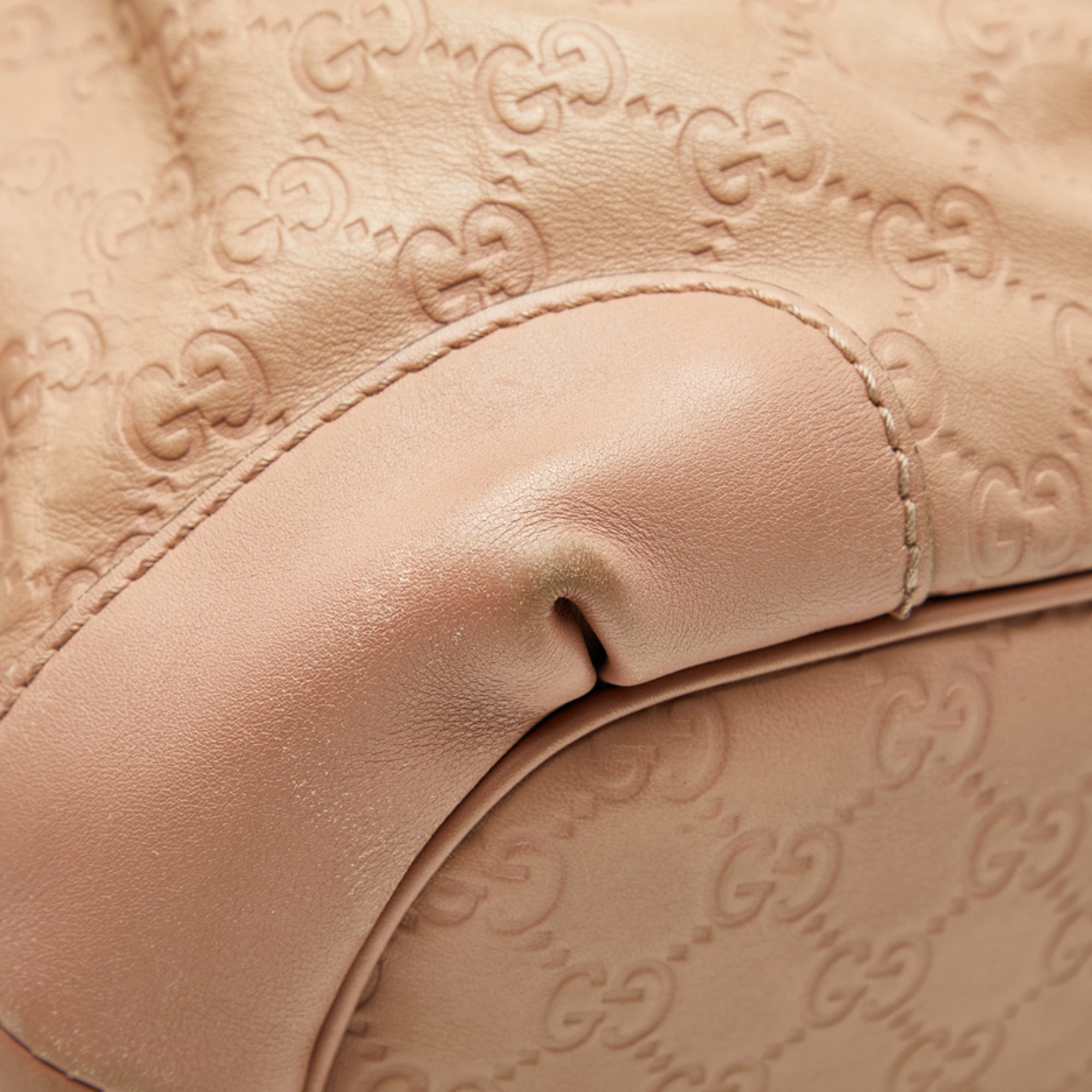 Gucci Beige Pink Canvas Leather Handbag Shoulder Bag (Pre-Owned)