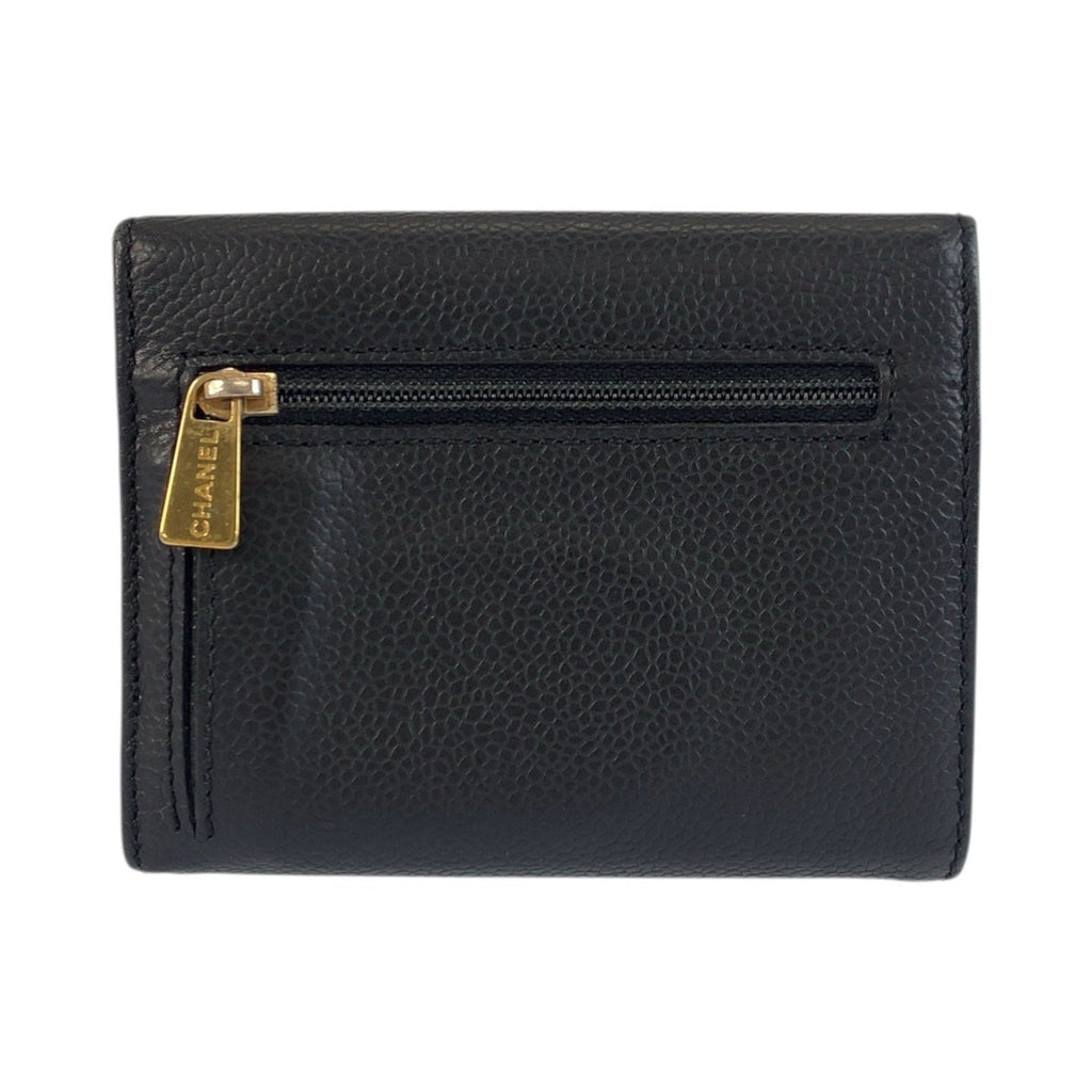 Chanel Black Leather Wallet (Tri-Fold) (Pre-Owned)