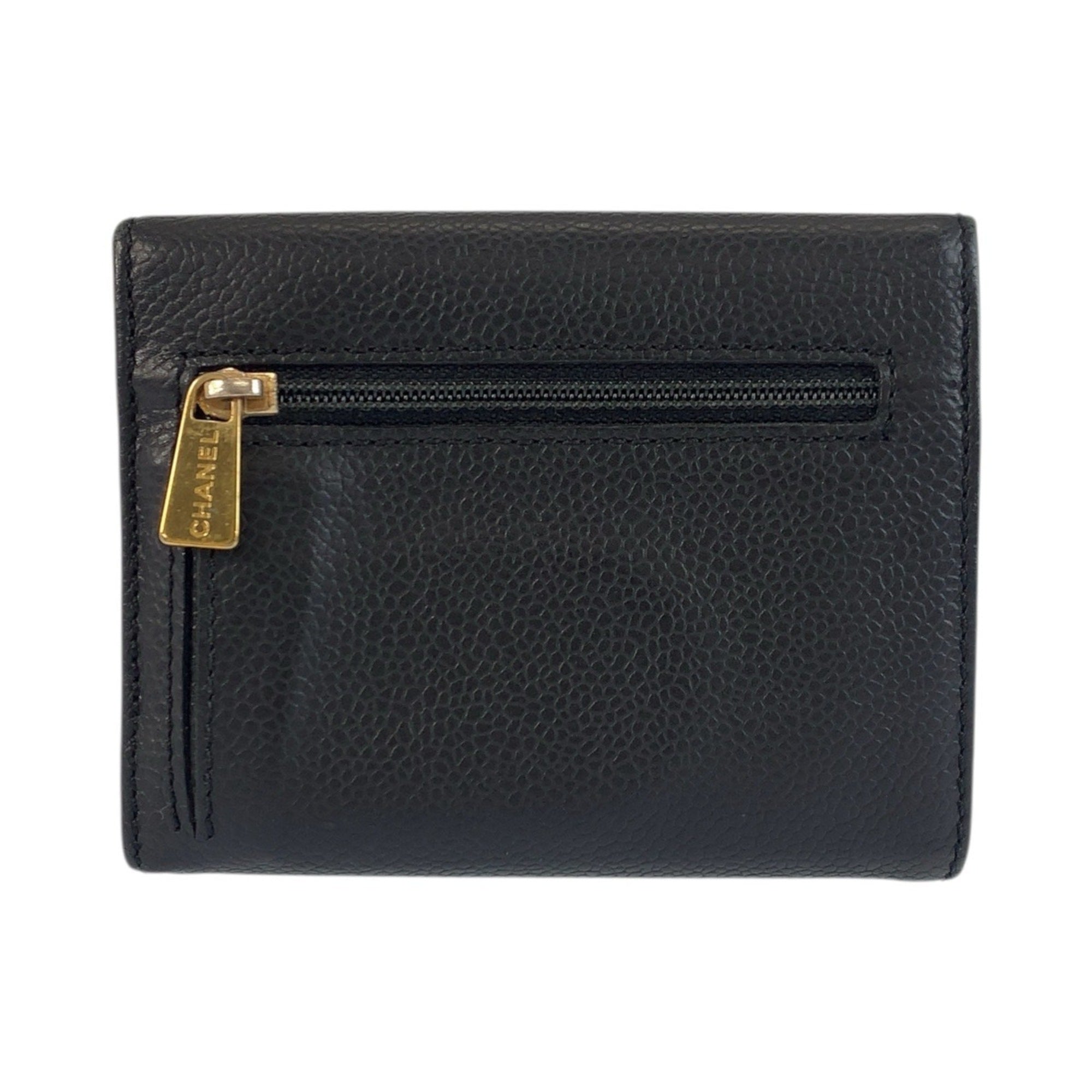 Chanel Black Leather Wallet (Tri-Fold) (Pre-Owned)