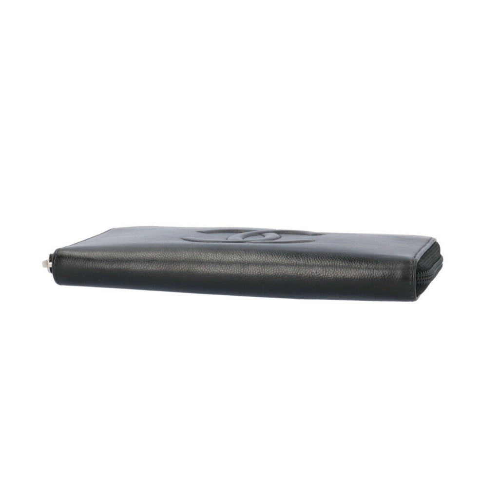 Chanel Black Leather Long Wallet (Bi-Fold) (Pre-Owned)