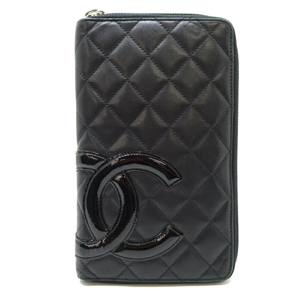 Chanel Black Leather Long Wallet (Bi-Fold) (Pre-Owned)